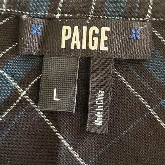 Anthropologie PAIGE Women T Shirt long sleeve Large viscose Button Down plaid - Picture 3 of 11